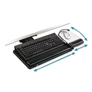3M Adjustable Keyboard Tray with Adjustable Keyboard and Mouse Platform - 19.5" Width x 10.5" Depth - Black - 1